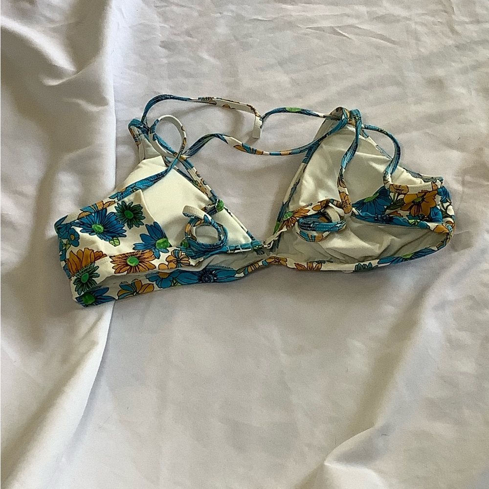 🔥Floral Bikini Top with Blue and Yellow Flowers